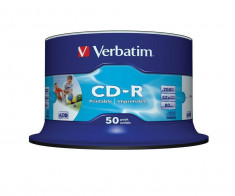 Mediu optic Verbatim CD-R 52X INKJET PRINT 700MB 50 foto