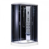 Cabina dus hidromasaj Aria 120x80 cm dreapta, sticla securizata 4mm, negru/transparent, profil satinat, Cook&amp;Lewis