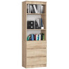 Biblioteca, placa laminata, 3 sertare, 3 rafturi, stejar, 60x35x180 cm, Artool