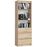 Biblioteca, placa laminata, 3 sertare, 3 rafturi, stejar, 60x35x180 cm, Artool