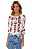 Bluza dama tip ie R256 alb/mov , marimea 3XL, Casual, Bumbac