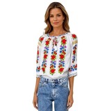 Bluza dama tip ie R256 alb/mov , marimea XL