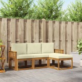vidaXL Set de canapele de exterior cu pernă 4 pcs Natural și Crem 3366213