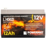 Baterie, acumulator universal Litiu-Ion pentru vermorel, pompa stropit, 12V 12 amperi, Powermat