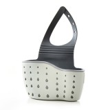 Organizator chiuveta bucatarie cu scurgere &acirc; suport burete si laveta, verde, plastic flexibil, curea reglabila, 15x21 cm
