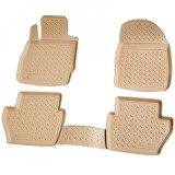 Set de 4 covorase bej cauciuc 3D stil tavita premium pentru Ford Fiesta 6 2008-2017, Recambo