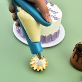 Set Accesorii Decorare Prajituri si Torturi, 5 Capete pentru Modele, 21.7x18.8 cm, Ustensila Manuala pentru Ornare, Albastru