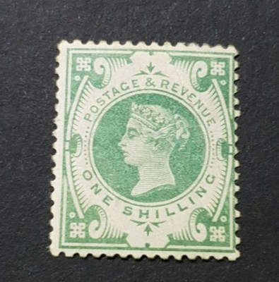 159-GB-ANGLIA=1887-Regina VICTORIA One Shiling verde,SG211,Mi 97,nestampilat foto