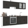 Set dulap de bucătărie 8 piese &bdquo;Kalmar&rdquo; lemn negru prelucrat