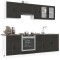 Set dulap de bucătărie 8 piese &bdquo;Porto&rdquo; lemn negru prelucrat