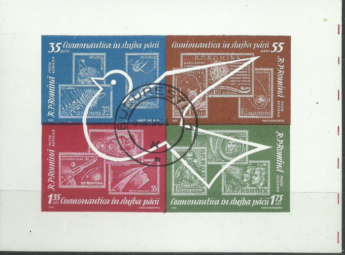 TSV$ - 1962 LP 541 a COSMONAUTICA IN SLUJBA PACII COLITA STAMPILATA, EROARE