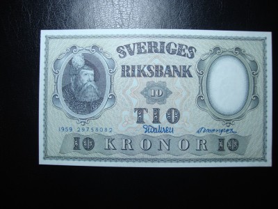 SUEDIA 10 KRONOR 1959 UNC foto