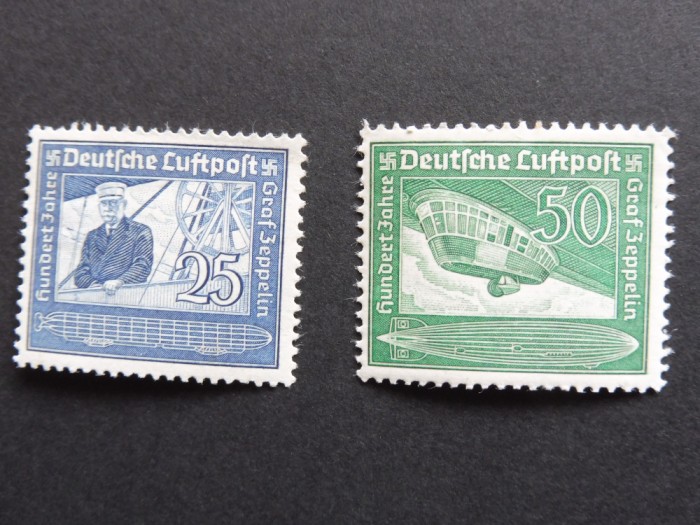 GERMANIA 1938, Aniversarea a 100 de ani de la nasterea lui von Zeppelin, Mi669-670