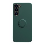 Husa soft liquid compatibila cu samsung galaxy s23 plus, interior cu piele alcantara, 360&Acirc;&deg; inel rotativ cu magnet auto, verde