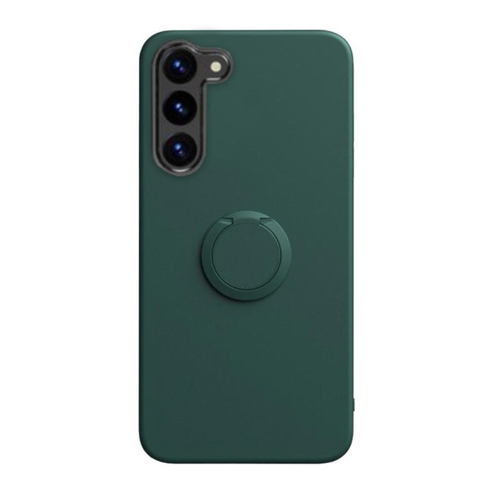 Husa soft liquid compatibila cu samsung galaxy s23 plus, interior cu piele alcantara, 360&Acirc;&deg; inel rotativ cu magnet auto, verde