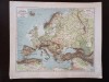 PM267N Valahia și Moldova cu Bugeac &icirc;n Europa anului 1871 pe o hartă maghiară după cartograful german Justus Perthes