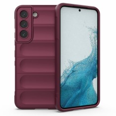 Husa pentru samsung galaxy s22 5g, antisoc, margini striatii, magic shield, bordeaux foto