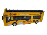 Autobuz Etajat Galben Macheta Metal Sunete Lumini 17cm Holiday Tour Jucarie Copii 3+