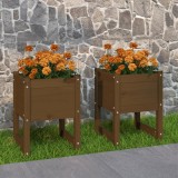 Cumpara ieftin Jardiniere, 2 buc., maro miere, 40x40x52,5cm, lemn masiv de pin