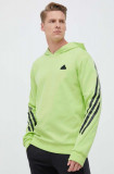 Adidas bluza barbati, culoarea verde, cu glugă, cu imprimeu