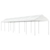 Foișor vidaXL Alb 13.38x2.28x2.69 m, Polietilenă, Cadru Fier, Pavilion Gradina, Protectie UV, Spatiu Generos