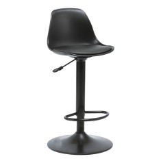 Scaun bar piele ecologica neagra Dobby 36x36x77-97 cm