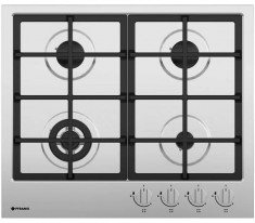 Plita incorporabila Pyramis 60CF 468 Gaz 4 arzatoare Gratare Fonta Inox foto