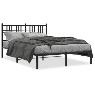 vidaXL Cadru de pat metalic cu tăblie, negru, 120x190 cm foto