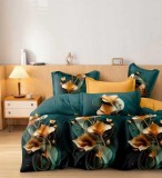 Cumpara ieftin Lenjerie Pat Jon Sf188, Bumbac, 6 Piese, Fara Elastic, Imprimeu, Verde