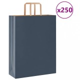 vidaXL Saci de h&acirc;rtie 250 buc cu m&acirc;nere Albastru 32x12x42 cm
