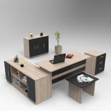 Set mobilier de birou Linta XL, 5 piese, Birou - Biblioteca - Consola - Masa - Rollbox, 140x60x74 cm