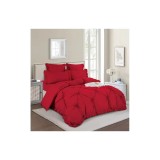 Cumpara ieftin Lenjerie de Pat Finet, Pliuri Brodate cu Elastic, 6piese - SIPRT1-14, Rosu Inchis