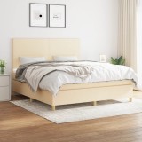 Cumpara ieftin Gossi pat box spring cu saltea, crem, 160x200 cm, material textil