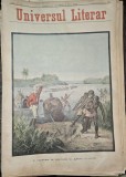 Revista Universul Literar nr.6/1897 pe coperta o vanatoare de hipopotami in Africa