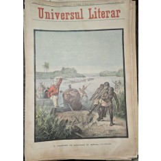 Revista Universul Literar nr.6/1897 pe coperta o vanatoare de hipopotami in Africa