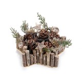 Suport Lumanare Craciun Lemn Sticla 18.5x17.5x8.5 cm Decorer pentru masa festiva
