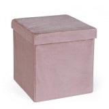 Cumpara ieftin Taburet catifea roz Camdem 38x38x38 cm