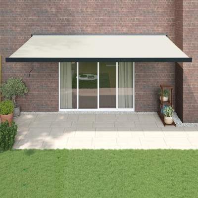 Copertină retractabilă, crem, 5x3 m, textil și aluminiu foto