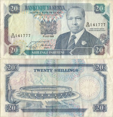 1989 (1 VII), 20 shillings (P-25b) - Kenya! foto