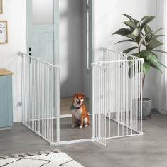 PawHut Tarc de Joaca 2-in-1 Multifunctional pentru Catelusi si Poarta de Siguranta pentru Animale de Companie, 6 Panouri, Tarc pentru Exercitii cu Usa foto
