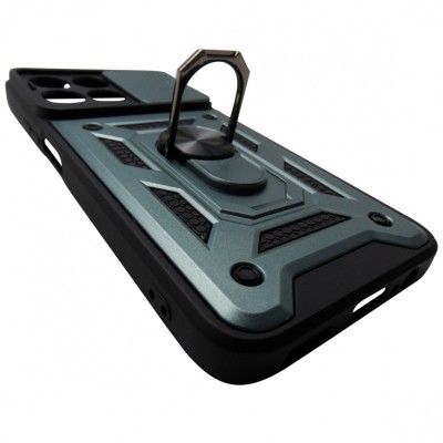 Husa spate TPU negru, plastic verde, inel, protectie camera, pentru Honor 200 Smart, X7c foto