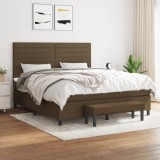 vidaXL Pat box spring cu saltea, maro &icirc;nchis, 160x200 cm, textil