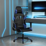 Scaun de gaming de masaj, negru și albastru, piele ecologică