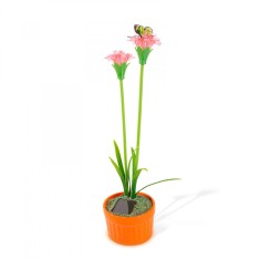Floare colorata solara led - 8 x 8 x 32 cm - 10 LED-uri alb cald - rosu foto