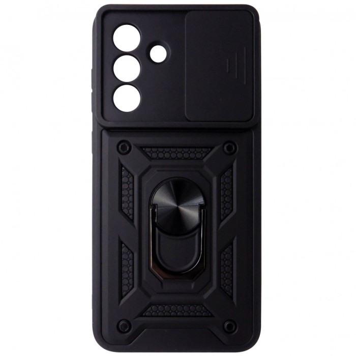 Husa tip capac spate TPU negru, inel si protectie camera, pentru Samsung Galaxy A56 5G