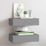 VidaXL Dulap de perete cu sertar, 2 buc., gri, 40x23,5x10 cm, MDF
