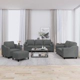 vidaXL Set de canapele cu perne, 4 piese, gri &icirc;nchis, material textil