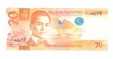 Bancnota Filipine 20 piso 2016, circulata, stare buna