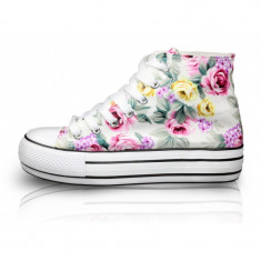 CH2368 Sneakers dama, cu imprimeu floral foto