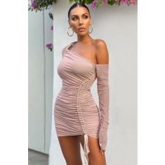 S535-5 Rochie scurta casual/eleganta pe un umar din material elastic